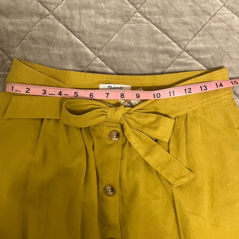 Madewell Tie Palisade Button Front Midi Skirt in Linen-Cotton Size 6 - Picture 6 of 9